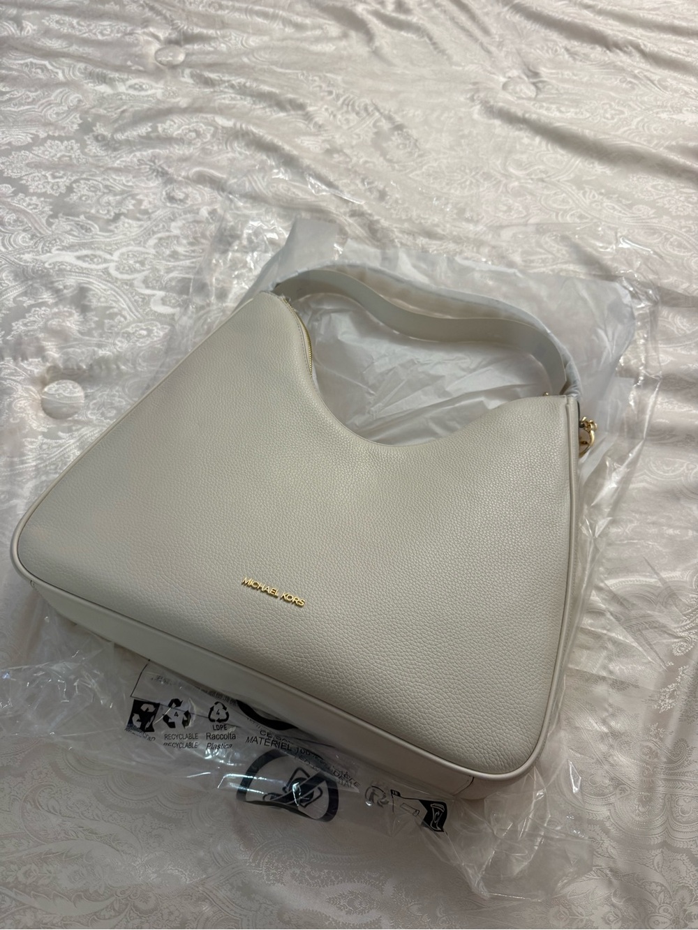 Michael Kors Cream Pebbled Leather Hobo Shoulder Bag